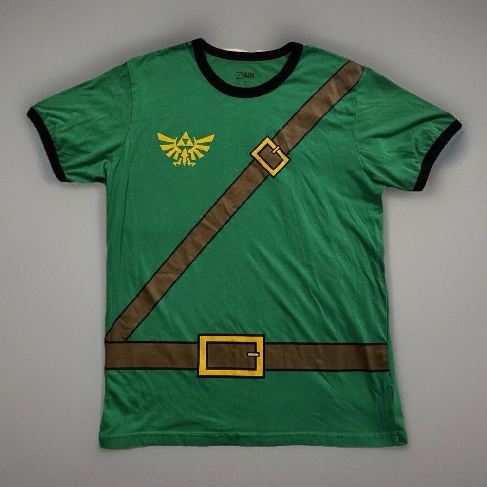 Legend of Zelda Link Mens Ringer T Shirt Sz L Official Nintendo Cosplay Costume